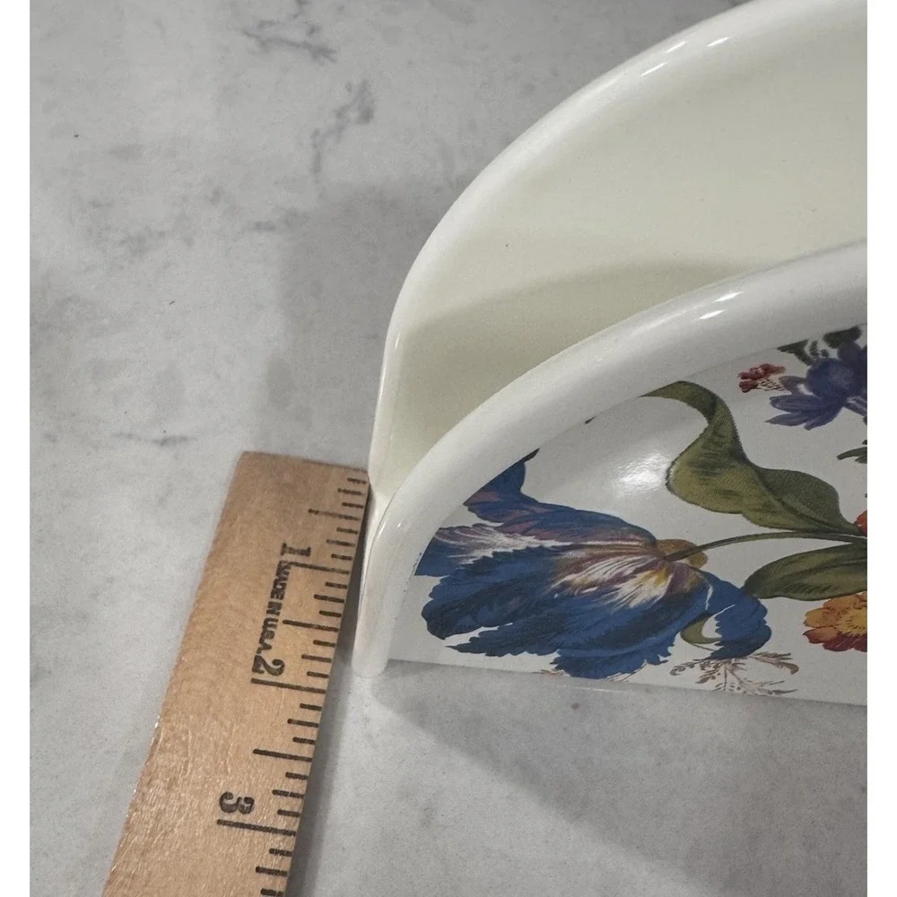 Mackenzie Childs Lapis Flower Market Enamel Napkin Holder